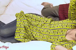 Simmering Indian Stepsis Harami Pati gets a stained cumshot after intense sex in close-up