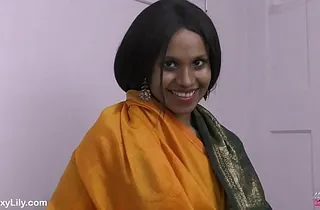 Torrid Lily's Desi Step-son fucks her hard while she talks dirty with him and gets a cumshot