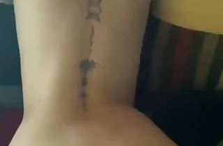 Chatty babe with a back tat slammed from behind hardcore