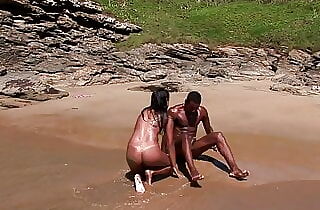 Fledgling boyfriends couple pulverize on a deserted beach