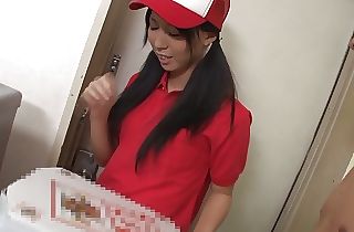 The pretty girl from the pizza delivery service is seduced