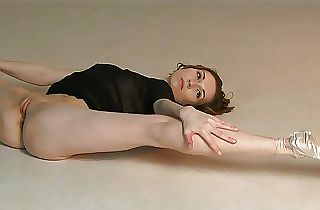 Flawless beauty ballerina Annett A with a flexible luxurious female body poses for me in a black stage costume. T-3(6)