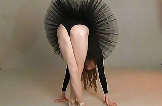 Flawless hotty ballerina Annett A with a flexible fantastic female bod poses for me in a black stage costume. P-1(6)