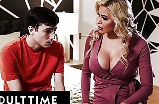 ADULT TIME - Hot Blonde Step-MILF Caitlin Bell Cheers Up Her Stepson By Taking His Virginity!